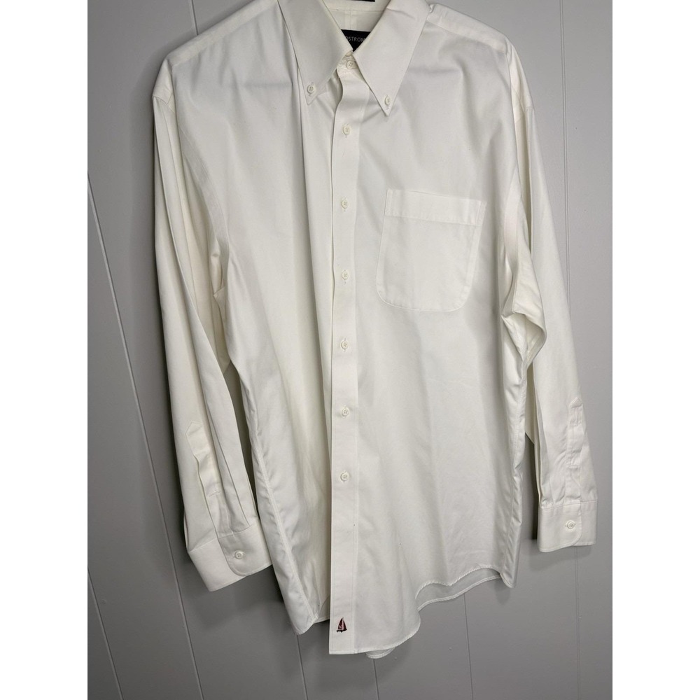 Nordstrom Men's Smartcare Wrinkle/Free 100% Cotton White Dress Shirt-16.2  33/33